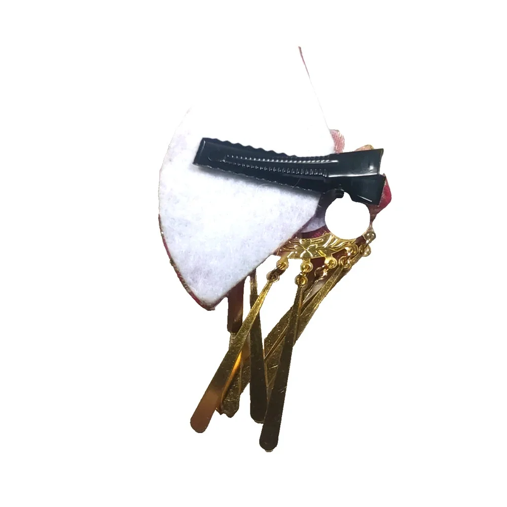 Asian Style Hair Barrette Clip Red Gold Tone Dangles Flower. Faux Pearl